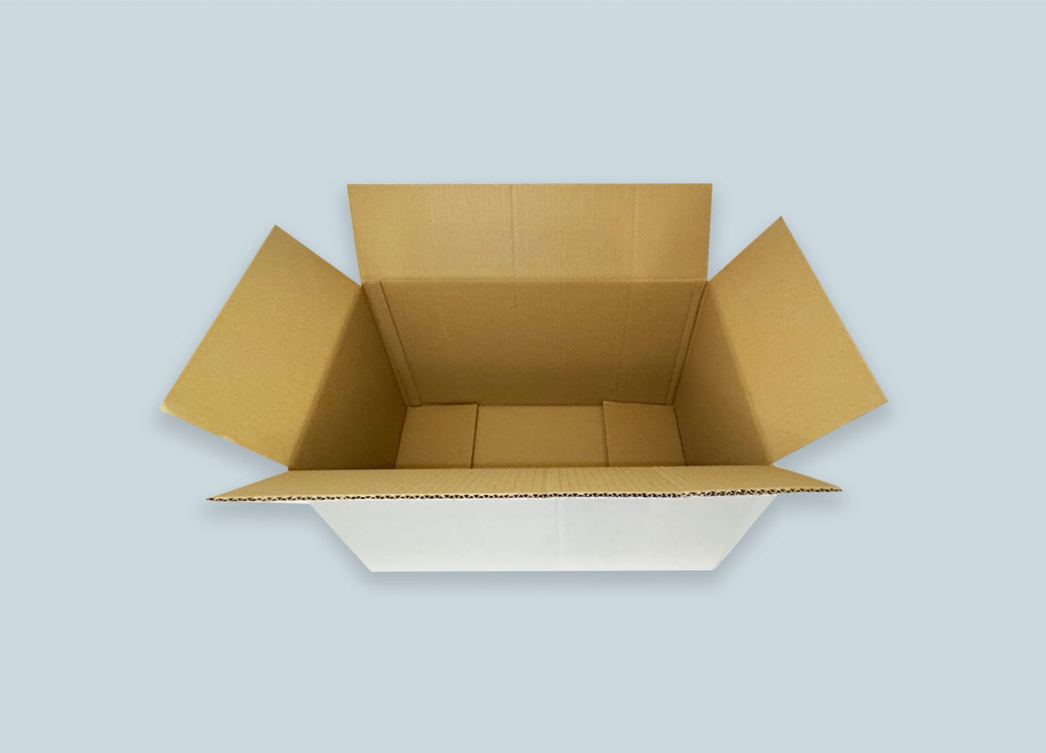 RSC Corrugated White Box Top View Opem
